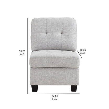 Seh Armless Modular Sofa Chair with Plush Cushions, Soft Light Gray Fabric