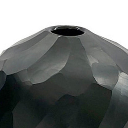 Fory Decorative Vase, Glass Frame, Narrow Mouth, Black Finish, 7 Inch