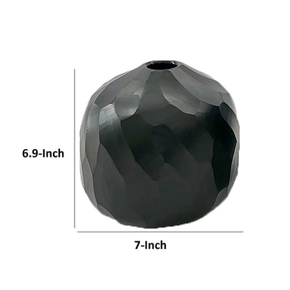 Fory Decorative Vase, Glass Frame, Narrow Mouth, Black Finish, 7 Inch
