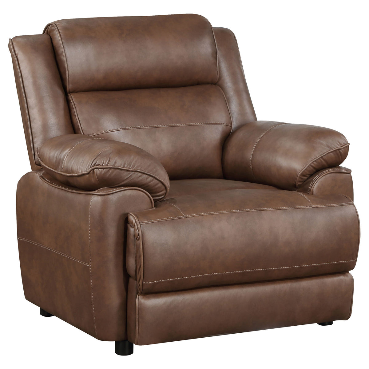 Ellen Accent Chair, Brown Faux Leather, Foam Cushions, Pillow Top Arms