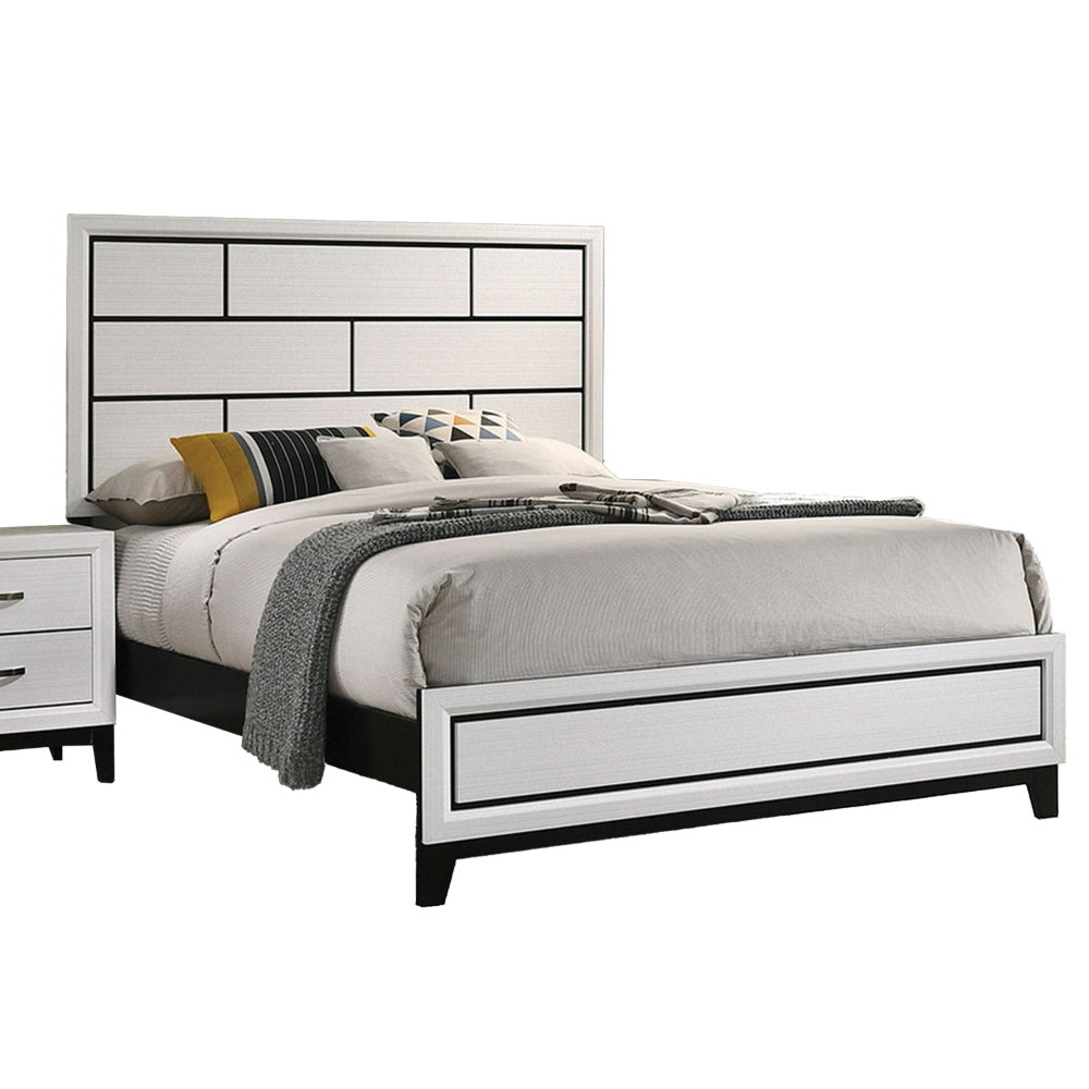 Erica Twin Size Bed, Gray and Black Wood Finish, Panel Style Headboard