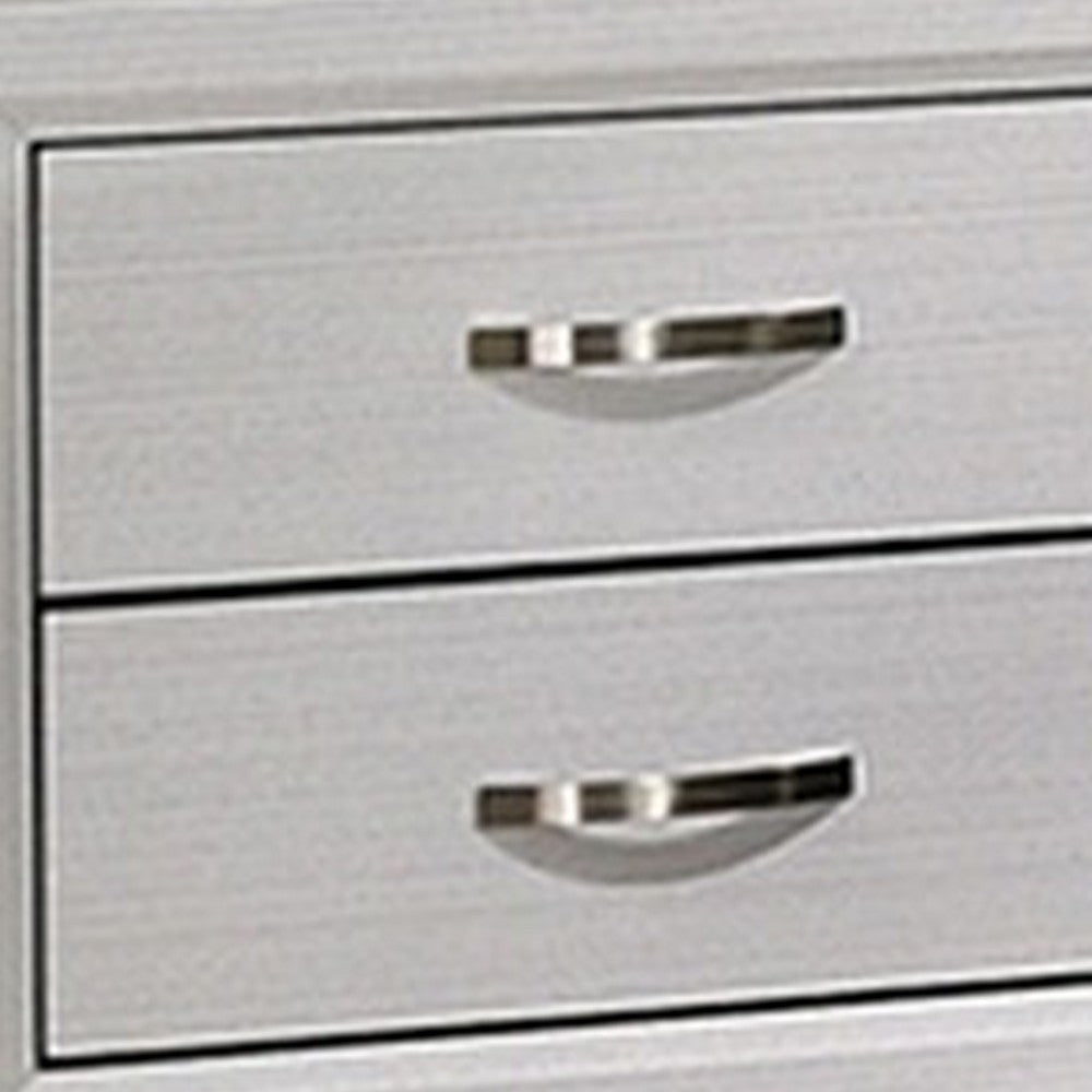 Erica Nightstand, 2 Drawers, White Wood Finished Frame, Metal Handles
