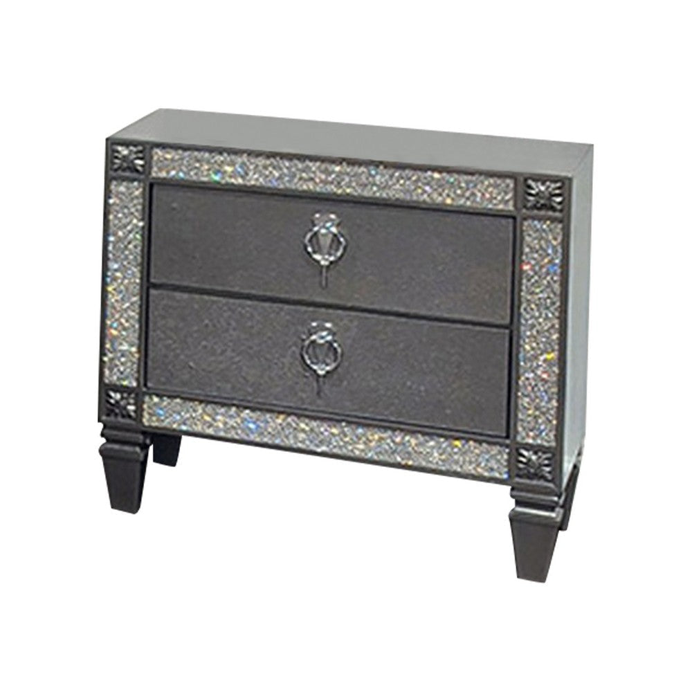 Leyne Nightstand, 3 Drawers, Farmhouse Weathered Gray Solid Wood, 26 Inch