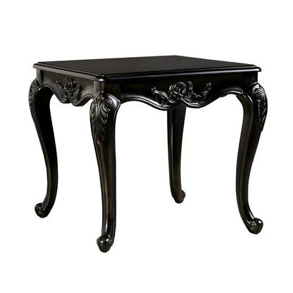 Roche Side End Table, 29 Inch, Classic Cabriole Legs, Dark Brown Solid Wood
