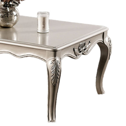 Roche Coffee Table, 53 Inch, Classical Cabriole Legs, Champagne Gold Wood