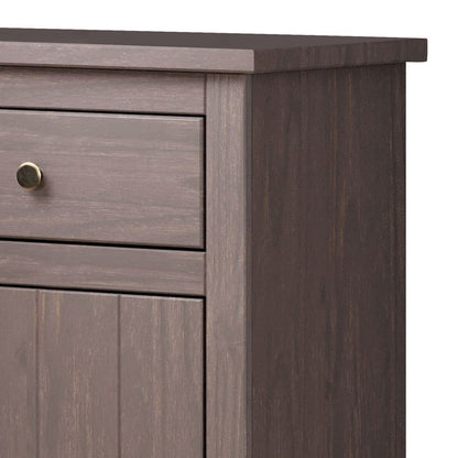 Stav Nightstand, 1 Drawer and Door, 25 Inch, Plank Style, Gray Solid Wood