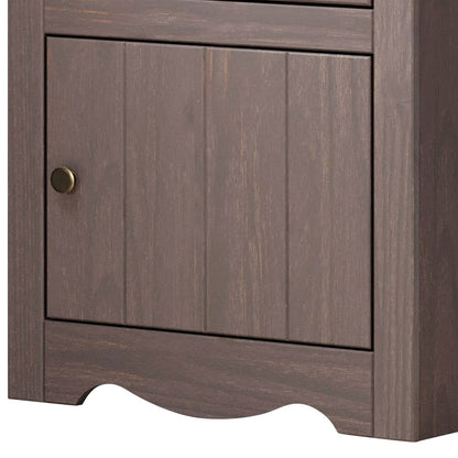 Stav Nightstand, 1 Drawer and Door, 25 Inch, Plank Style, Gray Solid Wood
