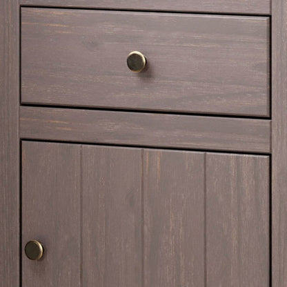 Stav Nightstand, 1 Drawer and Door, 25 Inch, Plank Style, Gray Solid Wood
