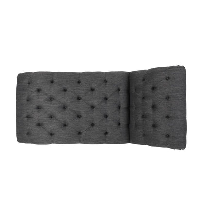 Curb Chaise Lounger, 64 Inch, Button Tufted Diamond Stitch, Charcoal Gray