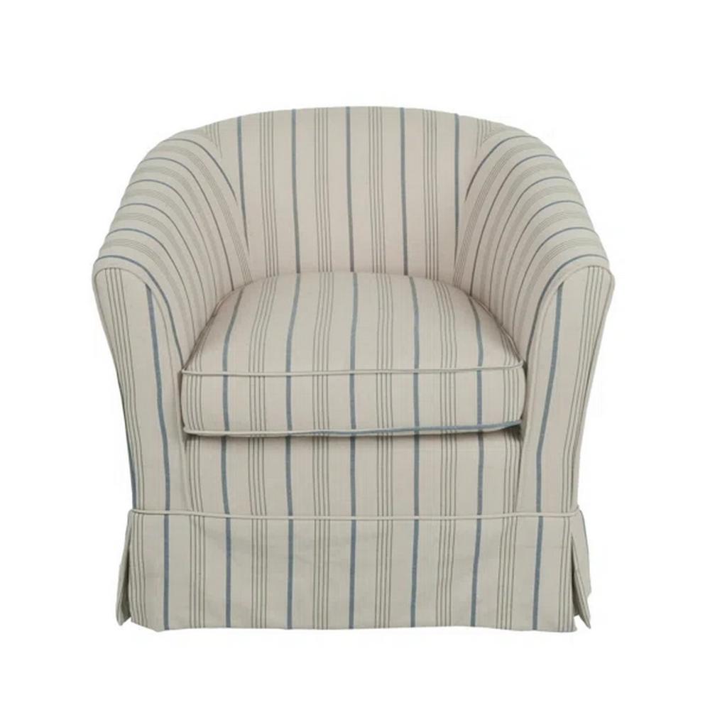 Accent Swivel Chair, Modern Round Barrel Back, Soft White Gray Fabric