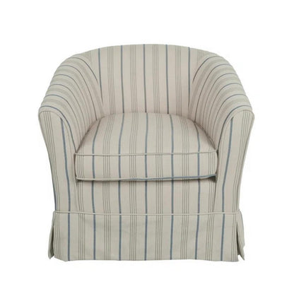 Accent Swivel Chair, Modern Round Barrel Back, Soft White Gray Fabric