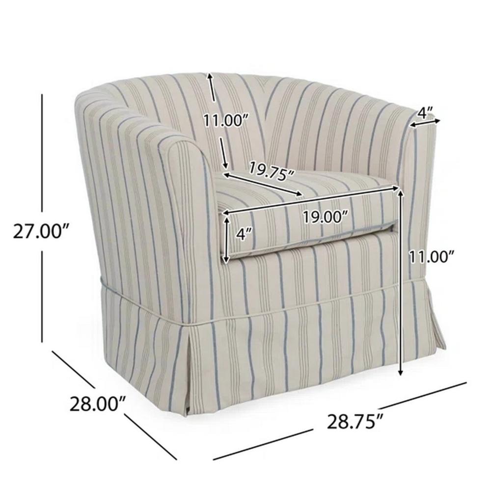Accent Swivel Chair, Modern Round Barrel Back, Soft White Gray Fabric