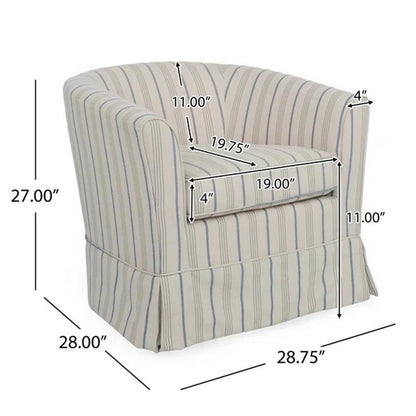 Accent Swivel Chair, Modern Round Barrel Back, Soft White Gray Fabric
