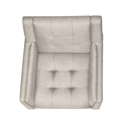Accent Armchair, Tufted Back Flared Arms, Tapered Wood Legs, Beige Fabric