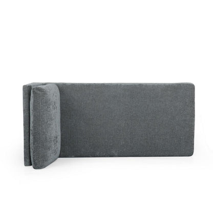 Yeni Chaise Lounger, 66 Inch, Modern Bracket Iron Legs, Soft Gray Fabric