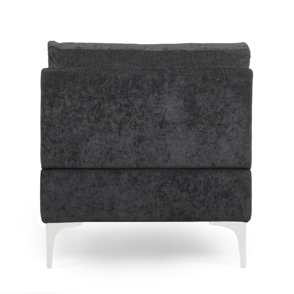 Yeni Chaise Lounge, 66 Inch, Modern Bracket Iron Legs, Soft Black Fabric