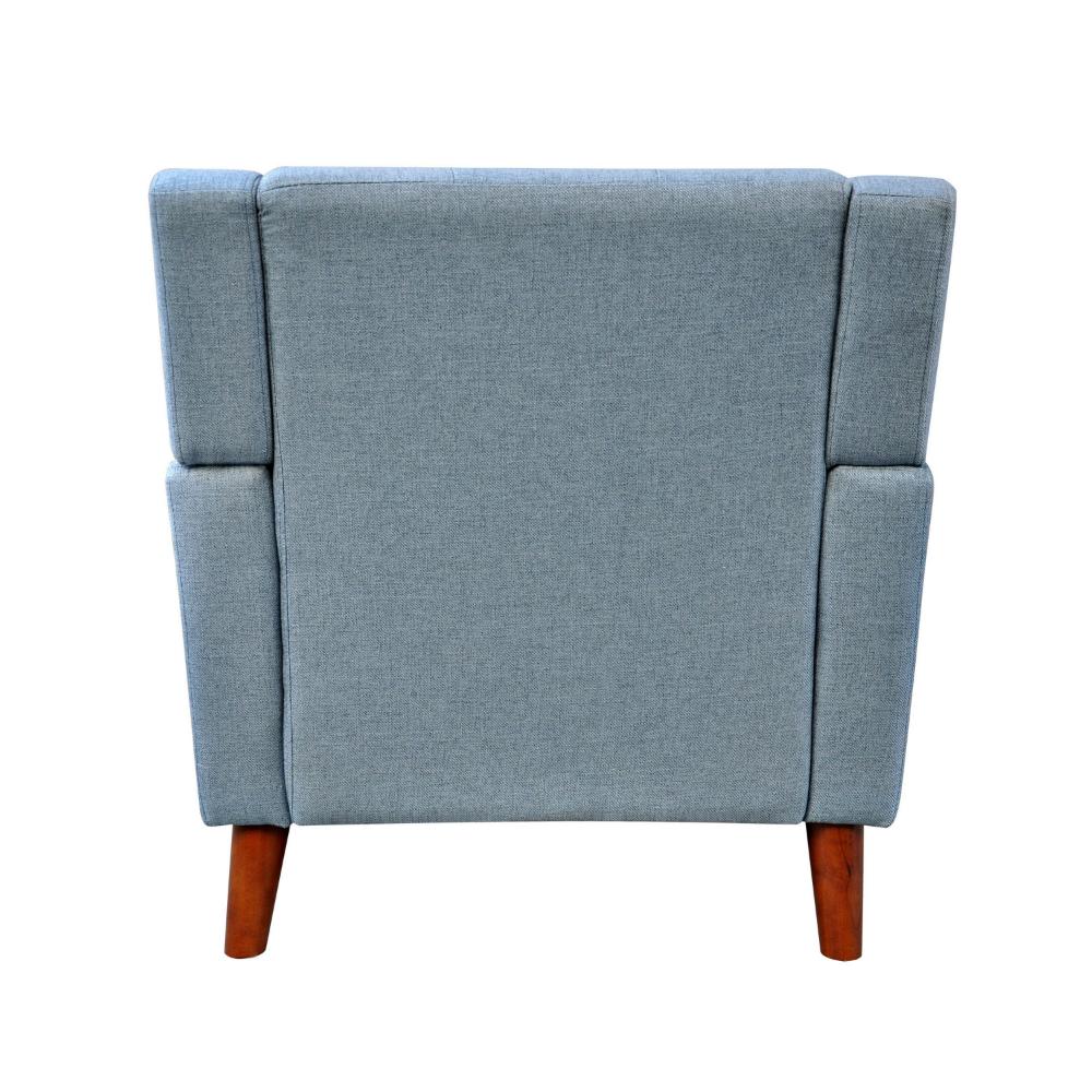 Accent Armchair, Tufted Back and Flared Arms, Birch Wood, Blue Polyester
