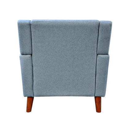 Accent Armchair, Tufted Back and Flared Arms, Birch Wood, Blue Polyester