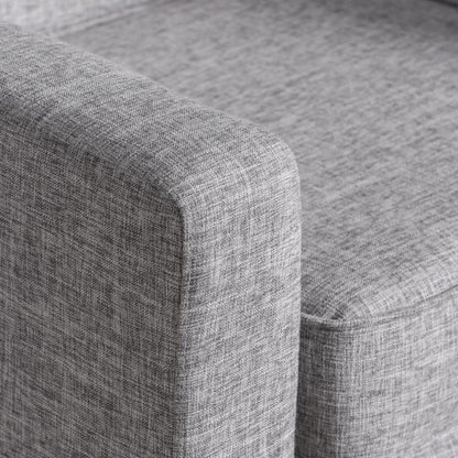 Accent Club Chair, Modern Light Gray Padded Seat, Angled Legs, Rubberwood