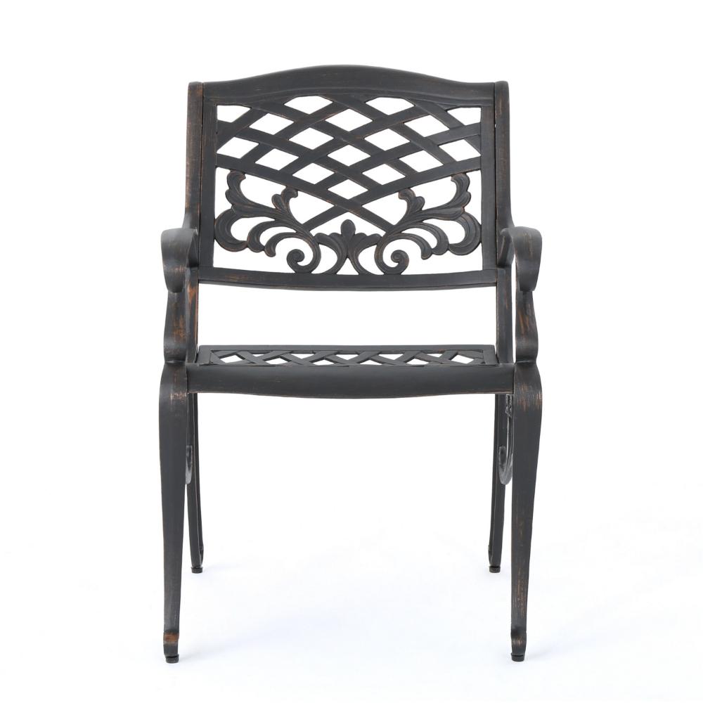 Toni Outdoor Armchair, Scrolled Lattice Pattern, Cabriole Legs Copper Metal