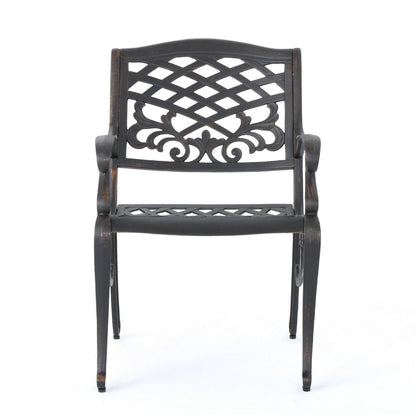 Toni Outdoor Armchair, Scrolled Lattice Pattern, Cabriole Legs Copper Metal