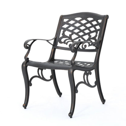 Toni Outdoor Armchair, Scrolled Lattice Pattern, Cabriole Legs Copper Metal
