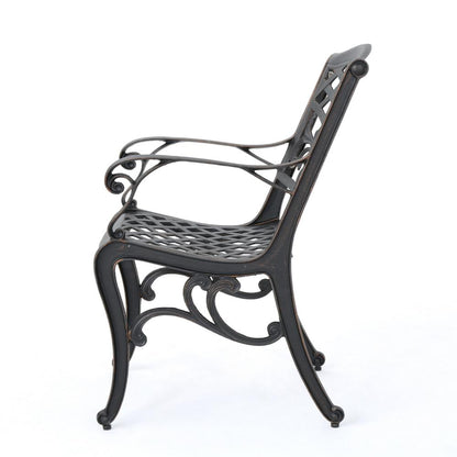 Toni Outdoor Armchair, Scrolled Lattice Pattern, Cabriole Legs Copper Metal