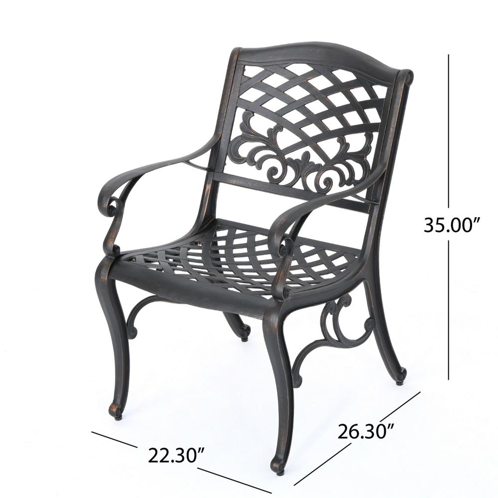 Toni Outdoor Armchair, Scrolled Lattice Pattern, Cabriole Legs Copper Metal