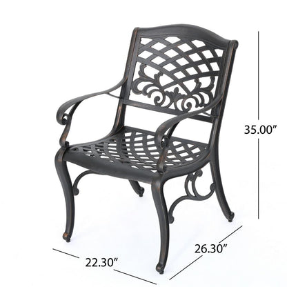 Toni Outdoor Armchair, Scrolled Lattice Pattern, Cabriole Legs Copper Metal
