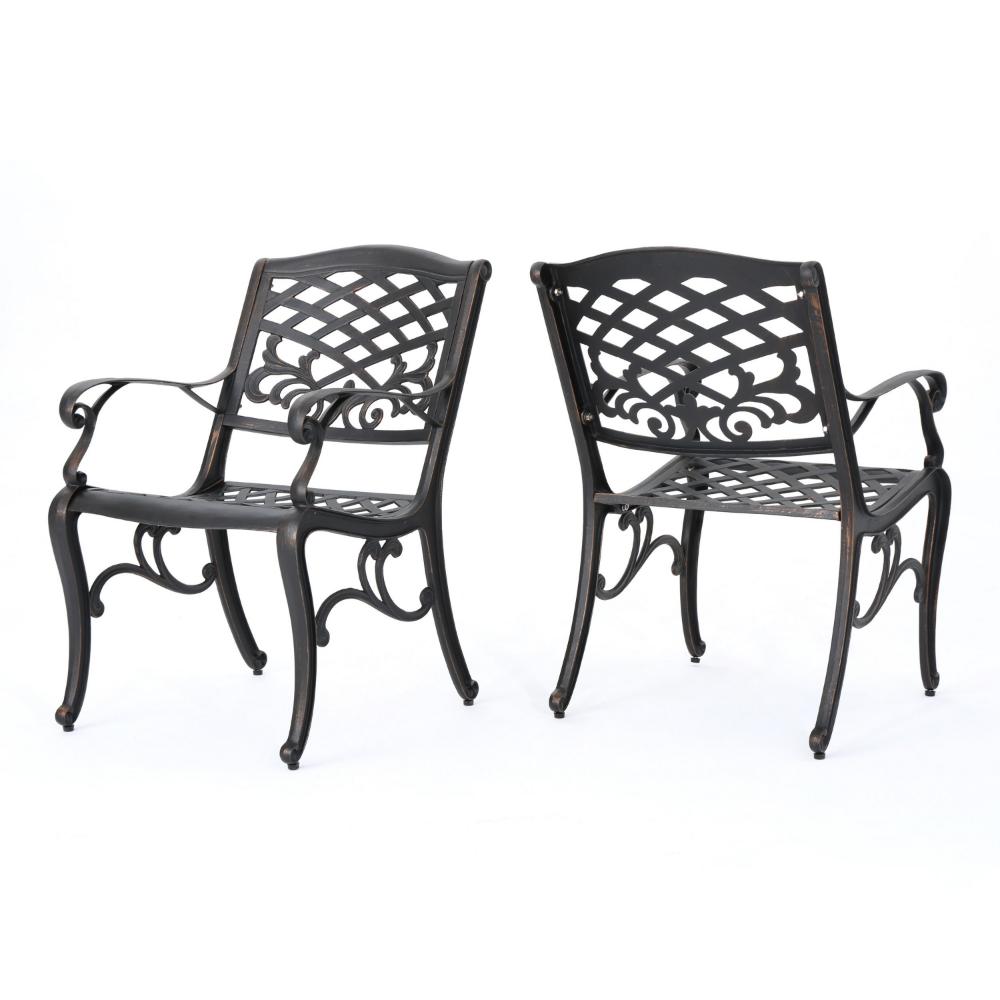 Toni Outdoor Armchair, Scrolled Lattice Pattern, Cabriole Legs Copper Metal
