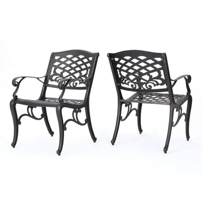 Toni Outdoor Armchair, Scrolled Lattice Pattern, Cabriole Legs Copper Metal