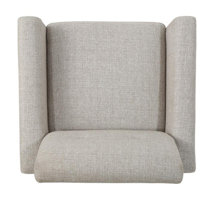 Accent Club Chair, Nailhead Trim Scrolled Arms, Birch Wood and Beige Fabric