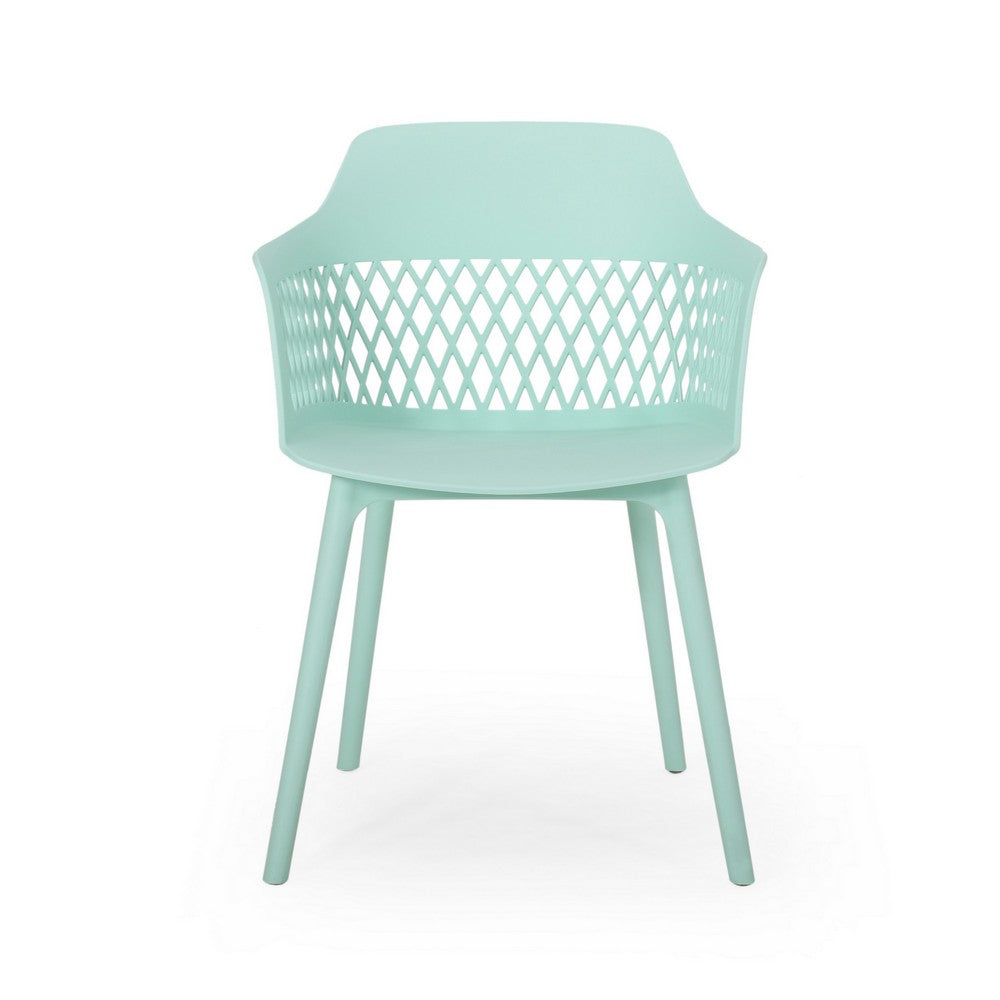 Outdoor Patio Chair, Curved Arms, Weather Resistant Modern Mint Green