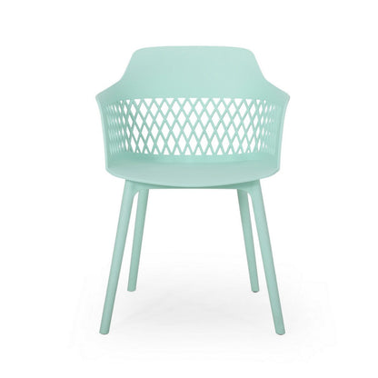 Outdoor Patio Chair, Curved Arms, Weather Resistant Modern Mint Green