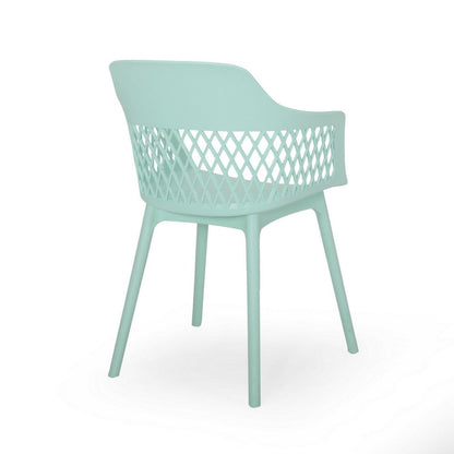 Outdoor Patio Chair, Curved Arms, Weather Resistant Modern Mint Green