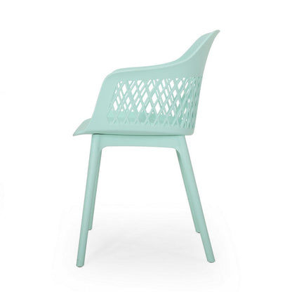 Outdoor Patio Chair, Curved Arms, Weather Resistant Modern Mint Green