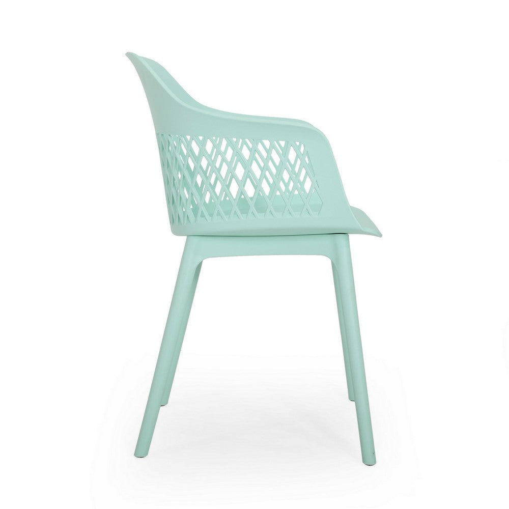 Outdoor Patio Chair, Curved Arms, Weather Resistant Modern Mint Green