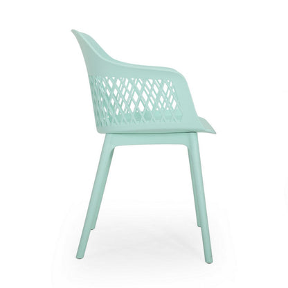 Outdoor Patio Chair, Curved Arms, Weather Resistant Modern Mint Green