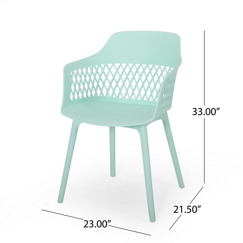 Outdoor Patio Chair, Curved Arms, Weather Resistant Modern Mint Green