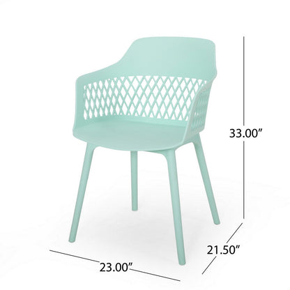 Outdoor Patio Chair, Curved Arms, Weather Resistant Modern Mint Green