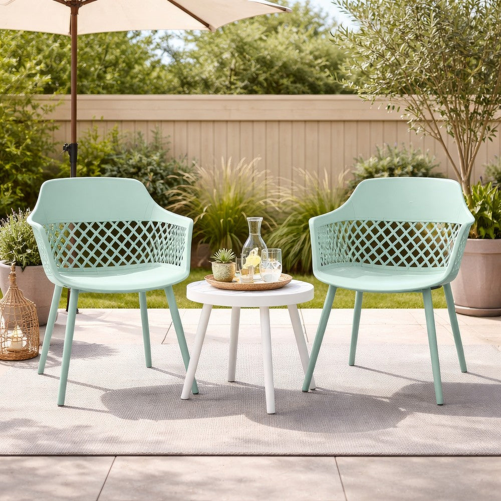 Outdoor Patio Chair, Curved Arms, Weather Resistant Modern Mint Green