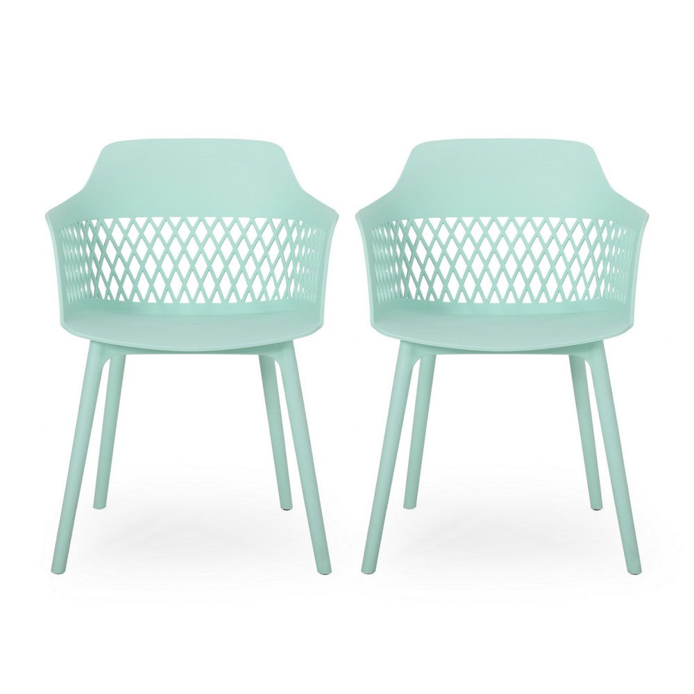Outdoor Patio Chair, Curved Arms, Weather Resistant Modern Mint Green