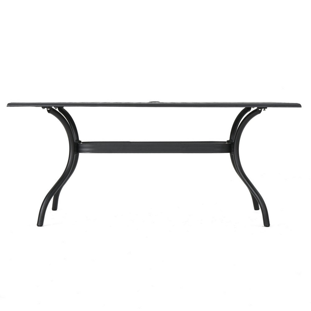 Cay Outdoor Dining Table, 67 Inch Rectangular, Lattice Black Aluminium