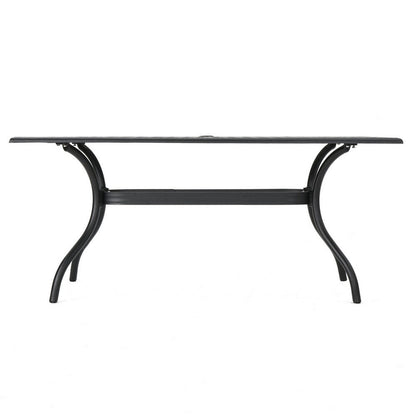 Cay Outdoor Dining Table, 67 Inch Rectangular, Lattice Black Aluminium