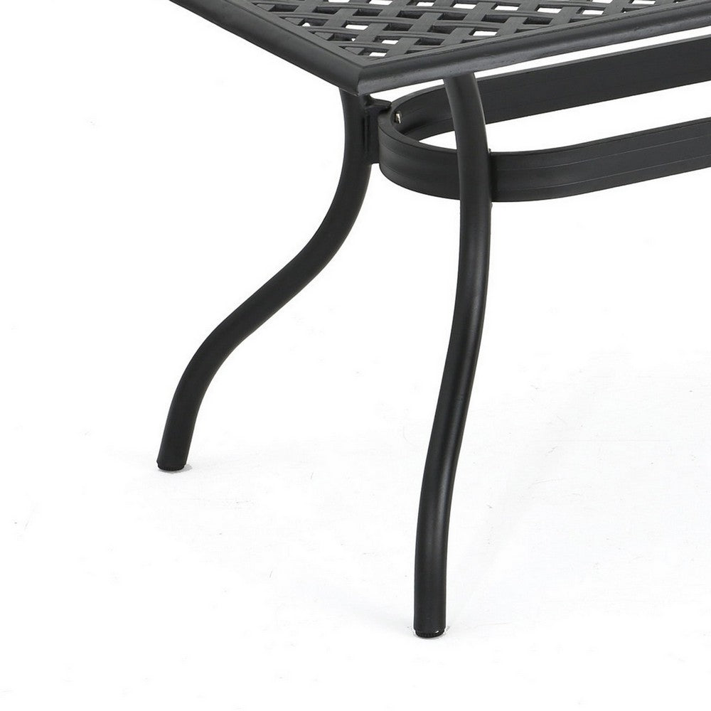 Cay Outdoor Dining Table, 67 Inch Rectangular, Lattice Black Aluminium