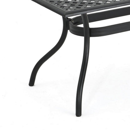 Cay Outdoor Dining Table, 67 Inch Rectangular, Lattice Black Aluminium