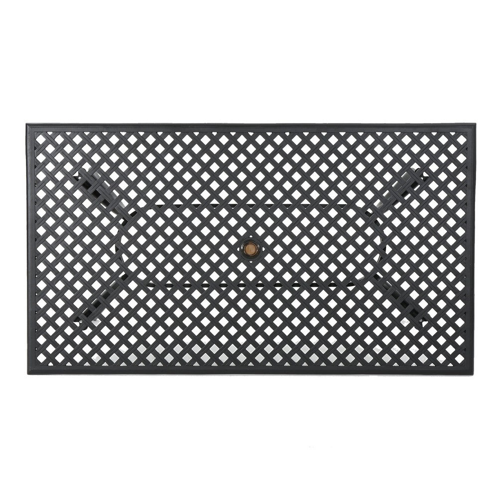 Cay Outdoor Dining Table, 67 Inch Rectangular, Lattice Black Aluminium