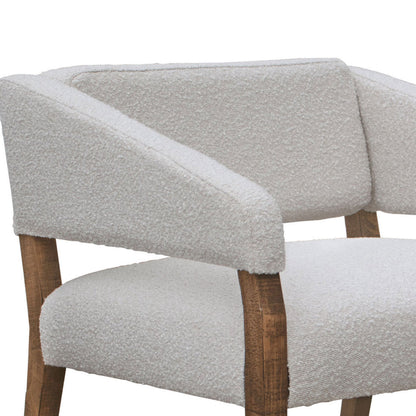 Merry Accent Chair, Ivory Polyester, Plush Foam, Brown Solid Pine Wood Legs