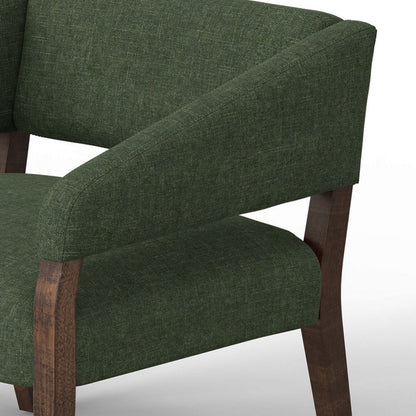 Merry Accent Chair, Olive Green Polyester, Foam, Brown Solid Pine Wood