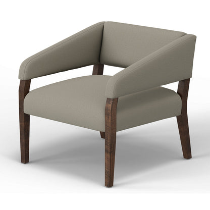 Merry Accent Chair, Almond Gray Polyester, Foam, Brown Solid Pine Wood